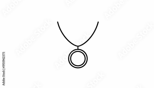 Minimalist outline of a simple round pendant necklace on a white background