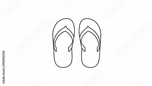 Minimalist Outline of Flip-Flops on White Background