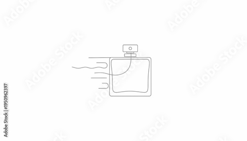 Minimalist Perfume Bottle Line Art with Flowing Scent