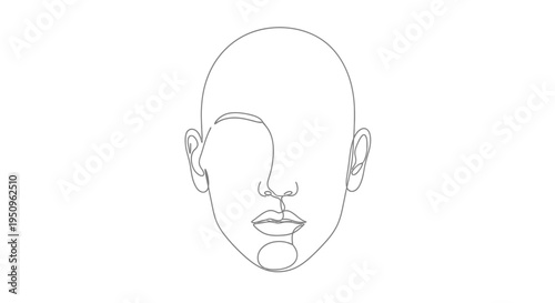 Minimalist single line drawing of a human face, abstract portrait, modern art