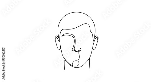 Minimalist Single Line Drawing of a Man's Face with Open Mouth