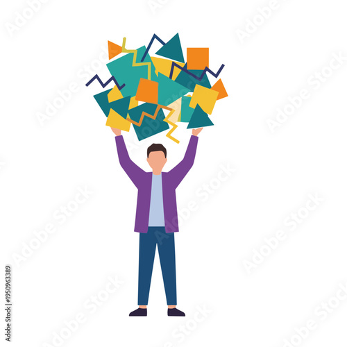 Man throws colorful confetti up in the air with joyful expression