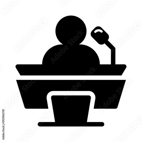 Person speaking at podium with microphone, suitable for presentations, public speaking, conferences, speeches, seminars, lectures, TED talks, and debates.
