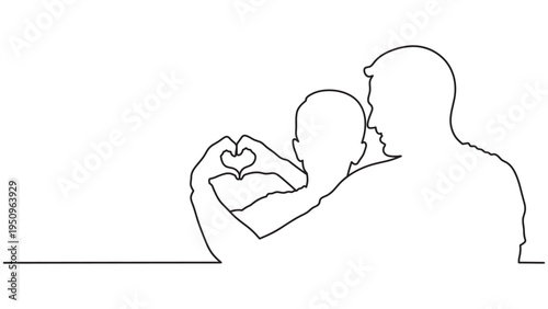 father and son line art style eps 10