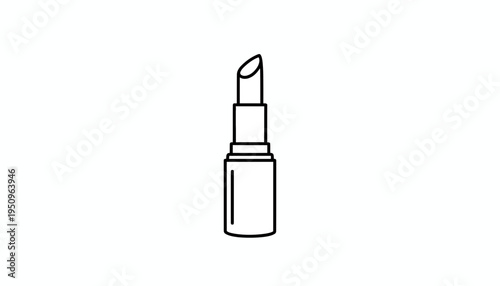 Minimalist Lipstick Icon, Beauty Product Line Art, Cosmetic Makeup Symbol