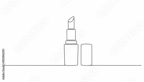 Minimalist Lipstick Line Art Icon, Beauty and Cosmetics Concept
