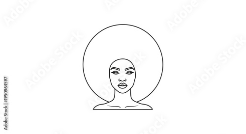 Minimalist Line Art Portrait of a Black Woman with Afro Hair