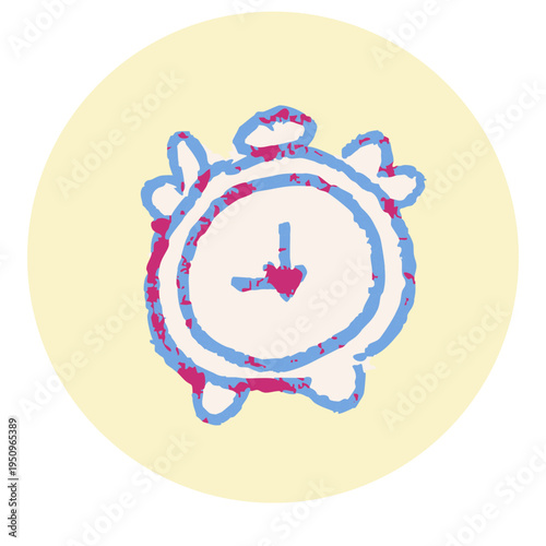 Retro Alarm Clock Time Hand Drawn Doodle Icon