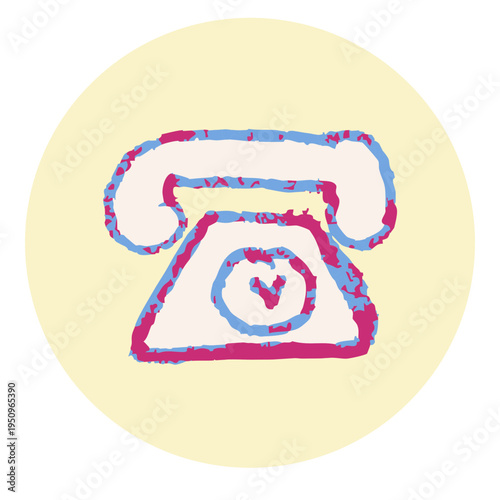 Retro Telephone Landline Hand Drawn Doodle Icon