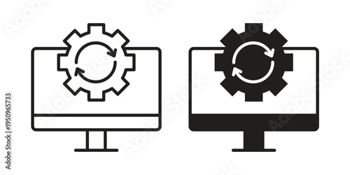 System update icon logo concept on white background. Suitable for use on web apps