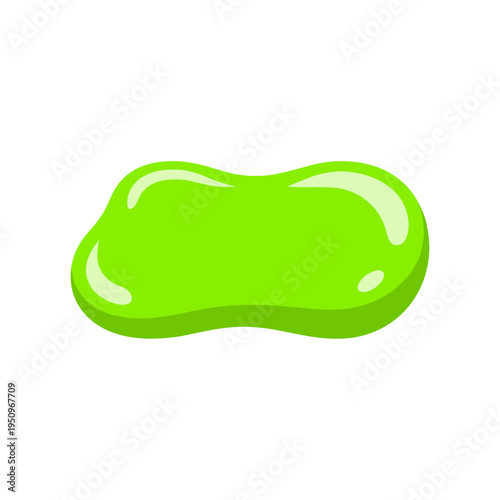 Bright green keyboard cleaner gel isolated on a white background, showcasing a smooth, glossy texture with reflective highlights