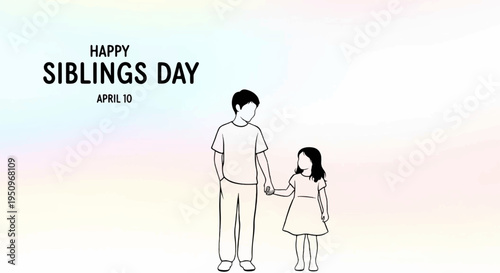 Sibling love on siblings day with pastel background