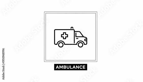 Ambulance icon, emergency medical service vehicle, healthcare symbol, vector illustration