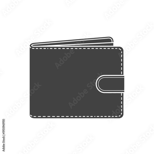 Black leather wallet with stitching.