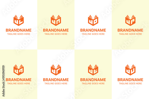 Letters DL DN DO DP DQ DR DT DU Book Logo Set, for LD ND OD PD QD RD TD UD Initials