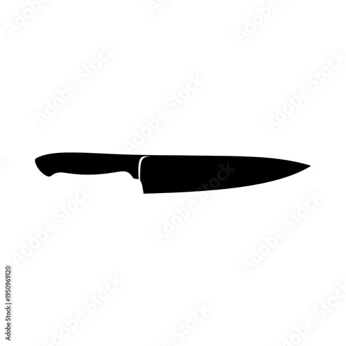 Black kitchen knife with handle.