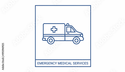 Ambulance Icon, Emergency Medical Services, Healthcare Transport, Ambulance Vehicle Line Art