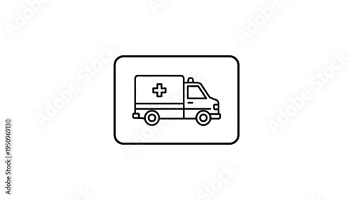 Ambulance Icon, Emergency Medical Vehicle, Healthcare Symbol, Vector Illustration