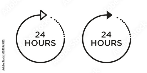 24 hours icon for web apps, mobile apps. Graphic element illustration