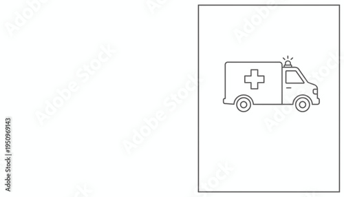 Ambulance Icon, Emergency Medical Vehicle, Healthcare Symbol, Vector Illustration