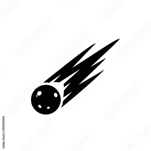 Black Meteorite Icon with Trails.