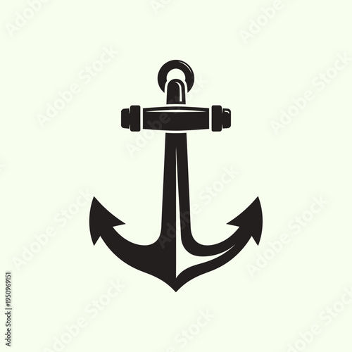 Black metal anchor nautical symbol icon.