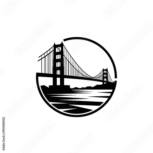 Golden Gate Bridge Iconic Landmark Logo.