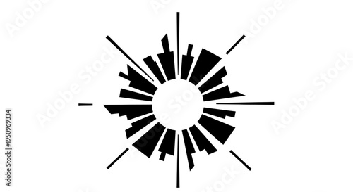 Black and white abstract sunburst design.