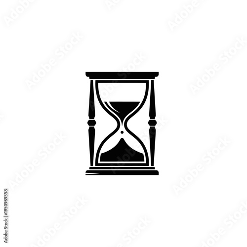 Hourglass timer with sand flowing.
