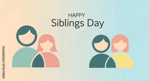 Happy siblings day celebration with colorful family icons on gradient background