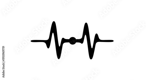 Black EKG Heartbeat Line Graph Icon.