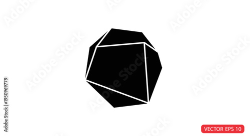 Black geometric polygon shape design element.