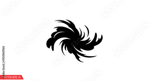 Black Rooster Bird Silhouette Flying.