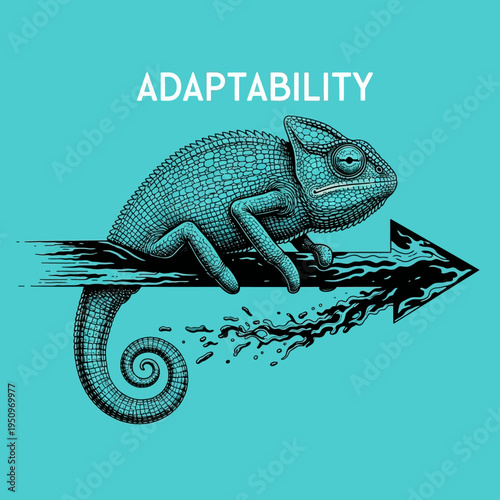 Chameleon sitting on an arrow.