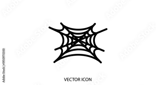 Black spider web vector icon graphic.