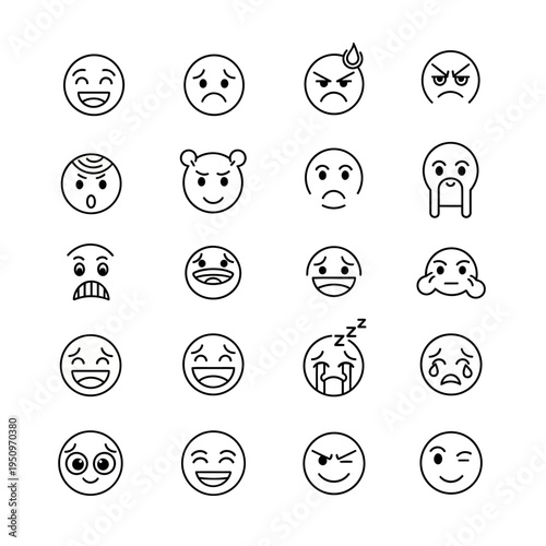 Collection of various emoticon faces.
