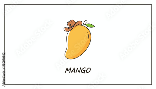 Funny Mango Wearing Cowboy Hat, Tropical Fruit Cartoon Character, Vector Illustration