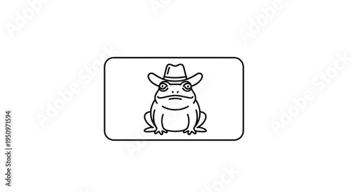 Funny Cowboy Frog Illustration - Cute Amphibian Character Wearing Hat