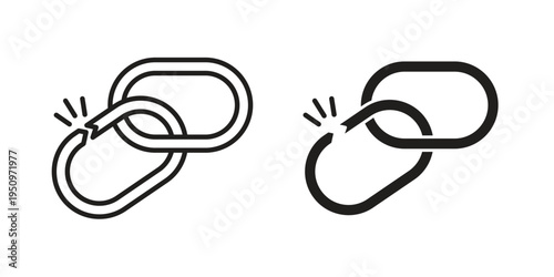 Broken link icon for web apps, mobile apps. Graphic element illustration
