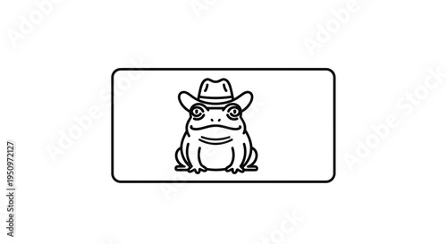 Funny Cartoon Frog Wearing Cowboy Hat, Cute Amphibian Character, Vector Illustration