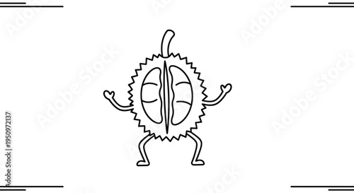 Funny Cartoon Durian Character Dancing with Spiky Skin and Happy Face