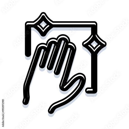 Hand wiping a spotless surface with sparkling elements, illustrating concepts of thorough cleaning, sanitizing, hygiene, renovation, and maintaining neatness in homes and professional environments