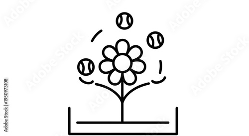 Flower Juggling Tennis Balls in Pot Icon