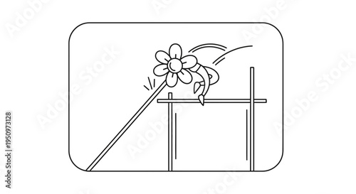 Flower Jumping Over Obstacle, Agility Training, Cartoon Style