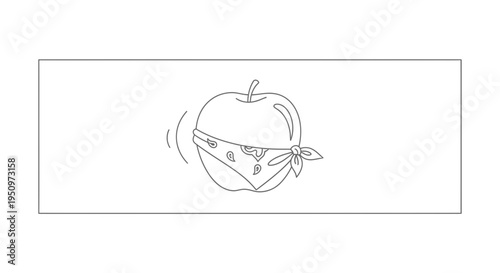 Funny Apple Bandit with Bandana Mask, Illustration
