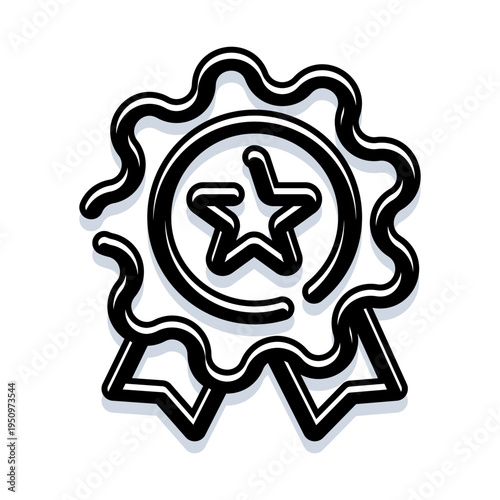 Quality award badge displaying a star symbol, representing success, achievement, best performance, and excellence, ideal for certification, recognition, and top rating