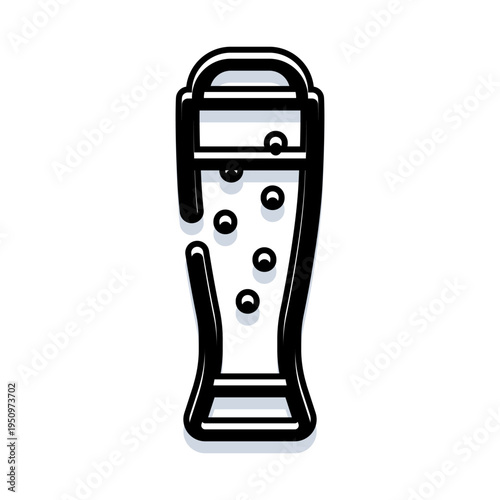 Beer glass with frothy head and rising bubbles, minimalist vector illustration symbolizing celebration, refreshment, casual drinking at pubs, bars, parties and events