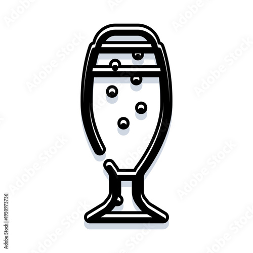 Beer glass with frothy head and effervescent bubbles, illustrating a refreshingly cold beverage, perfect for celebration, bar menus, or alcoholic drink concepts