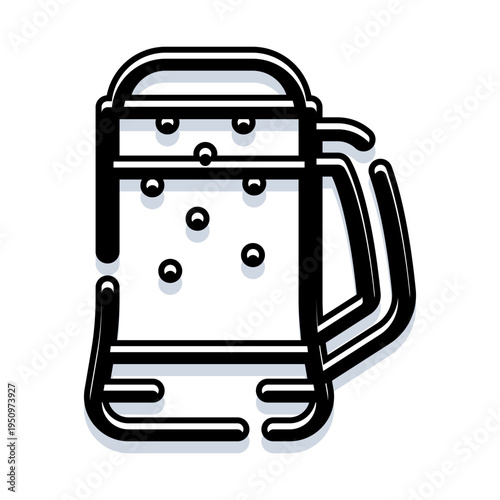 Beer mug filled with a frothy head and bubbles, representing celebration, happy hour, nightlife, bar culture, and alcoholic beverage concepts in a distinct line art style