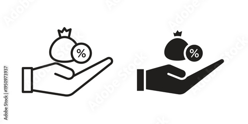 Commission icon for web apps, mobile apps. Graphic element illustration